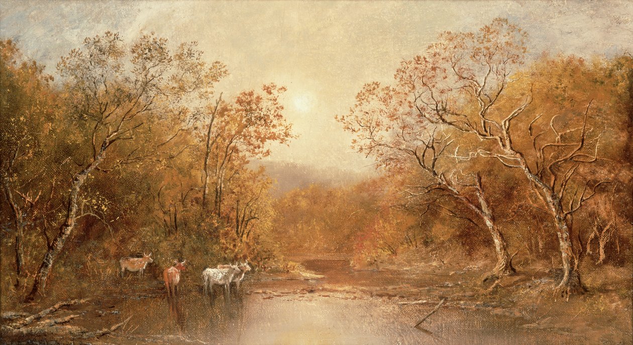 有牛的风景（布面油画） 作者 拉尔夫·阿尔伯特·布莱克洛克