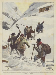 一艘被雪淹没的Carabinieri鸭子被教区牧师和一些勇敢者保存在Boissano（Albenga）