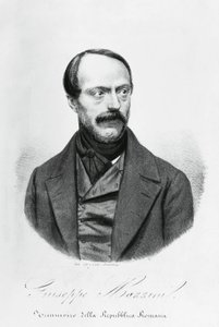 意大利爱国者、政治家、哲学家和记者朱塞佩-马志尼（1805-1872）的肖像，雕版画