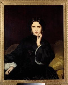 德洛因斯夫人的肖像 (1837-1908) 她举办了一次重要的文学和政治沙龙。 Eugene Amaury-Duval (1808-1885) 1862 年作画。 0,82x1 米。 巴黎，奥赛博物馆