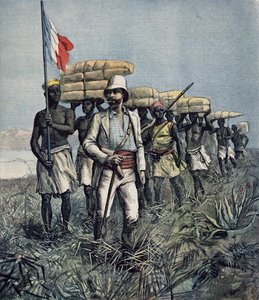 Mizon中尉（1853-99）于1892年7月在“Le Petit Journal”的1892年探索尼日利亚贝努埃河地区的任务