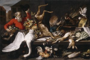 静物画，市场上死掉的游戏，水果和蔬菜，1614年