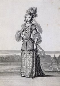 女性芭蕾舞服装，老让-贝兰（1637-1711）的雕刻作品，法国