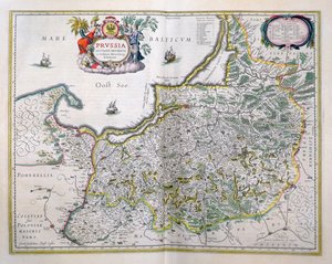 东普鲁士地图。来自 "世界剧院 "或 "新地图集"。 作者 琼·布劳