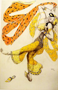 怪诞的。 N. Rimsky-Korsakov的芭蕾舞剧Sheherazade的服装设计，1910年