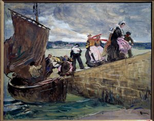 布列塔尼 Sainte Marine 的走私者 Lucien Simon (1861-1945) 的画作，1907 年雷恩艺术博物馆