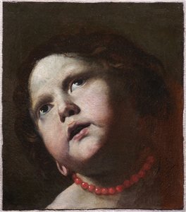 一个带珊瑚项链的女孩的头，c。 1645。 作者 马蒂亚·普雷蒂（Mattia Preti）