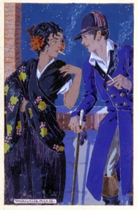 唐·何塞和卡门吸烟，c。 1930年（插图）