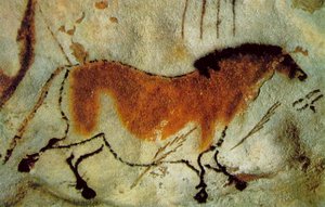 马，15,000-10,000BC（石头上的颜料）