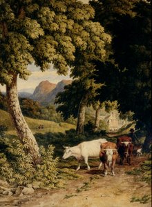 牛与牧民的风景，1810年（wc在编织纸上）