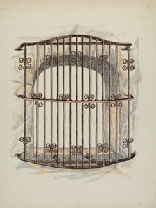 窗户上的铁栅栏a修复，约1941年。