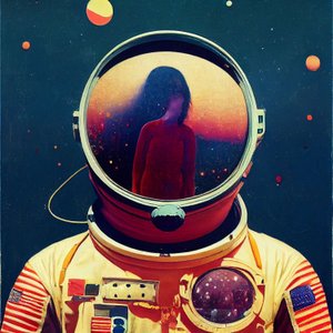 太空中的抽象宇航员画, 壁画 | 帆布打印