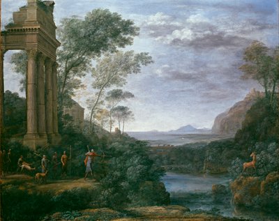 阿斯卡尼乌斯射杀西尔维娅的雄鹿的风景，1681-1682年 作者 克劳德·洛兰