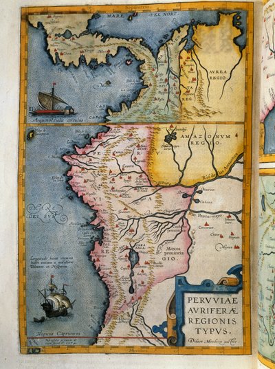 秘鲁的产金区，第七卷，Atlas Maior，作者Joan Blaeu（1596-1673），铜版画，57.5x39厘米，阿姆斯特丹 作者 琼·布劳