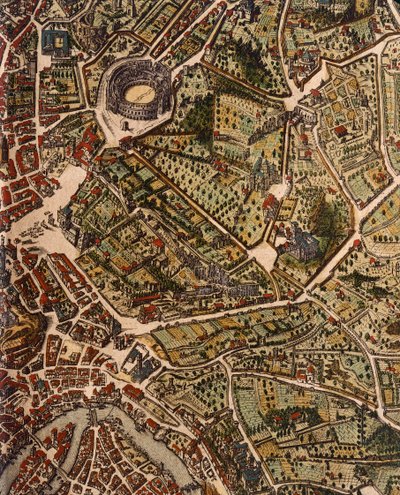罗马地图，由Joan Blaeu（1596-1673）绘制，印自Theatrum Civitatum et Admirandorum Italiae, ad Aevi Veteris et Praesentis Temporis Faciem Expressum, 意大利 作者 琼·布劳
