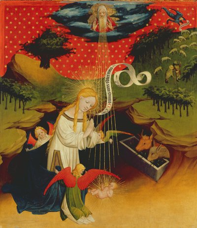 来自汉堡圣约翰教堂圣托马斯祭坛的圣诞节，于1424年开始（面板上的油画和油画） 作者 法兰克大师