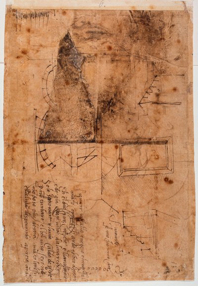 亲笔签名的建筑研究和诗歌片段 作者 米开朗基罗（Michelangelo Buonarroti）