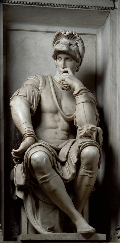 Lorenzo de&39;Medici雕像（1449-92），来自Lorenzo de&39;Medici墓，1520-24（大理石） 作者 米开朗基罗（Michelangelo Buonarroti）